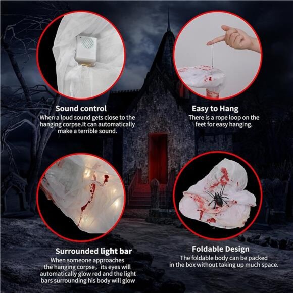 Cocoon Corpse Creepy Halloween Decorations Hanging Decor Scary Corpse Props - Picture 4 of 7